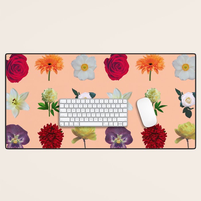 sunshine orange flower collage Desk Mat Gallery Image 1