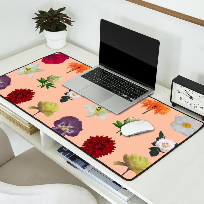 sunshine orange flower collage Desk Mat Gallery Image 2
