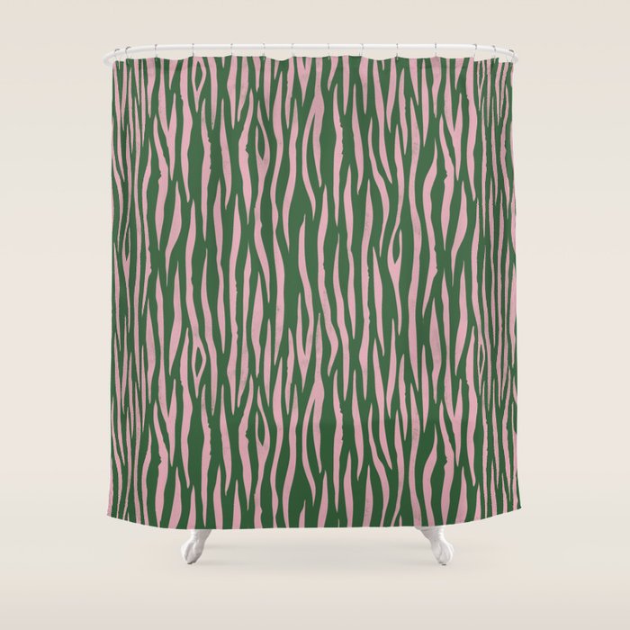 Tiger Stripes In Pink And Green Shower Curtain Gallery Image 1
