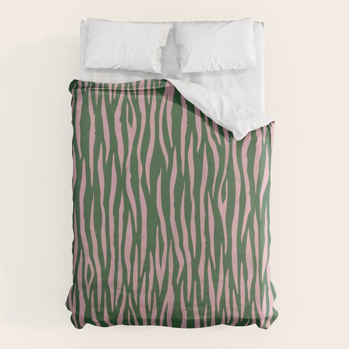 Tiger Stripes In Pink And Green Duvet Cover Gallery Image 1