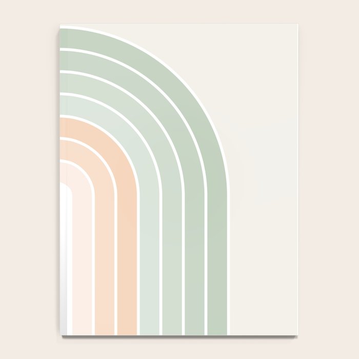 Minimal Abstract Retro Spring Rainbow - Pastel sage green and Peach fuzz Notebook Gallery Image 4