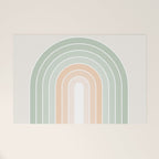 Minimal Abstract Retro Spring Rainbow - Pastel sage green and Peach fuzz Welcome Mat Gallery Image 1