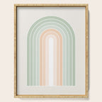 Minimal Abstract Retro Spring Rainbow - Pastel sage green and Peach fuzz Serving Tray Gallery Image 1