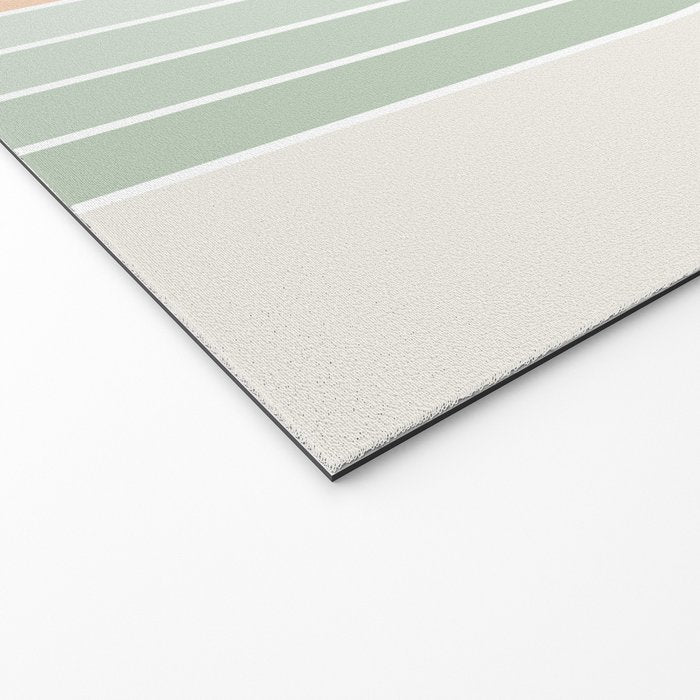 Minimal Abstract Retro Spring Rainbow - Pastel sage green and Peach fuzz Welcome Mat Gallery Image 2
