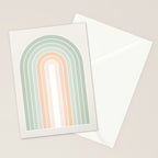 Minimal Abstract Retro Spring Rainbow - Pastel sage green and Peach fuzz Stationery Card Gallery Image 2