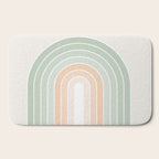 Minimal Abstract Retro Spring Rainbow - Pastel sage green and Peach fuzz Bath Mat Gallery Image 2