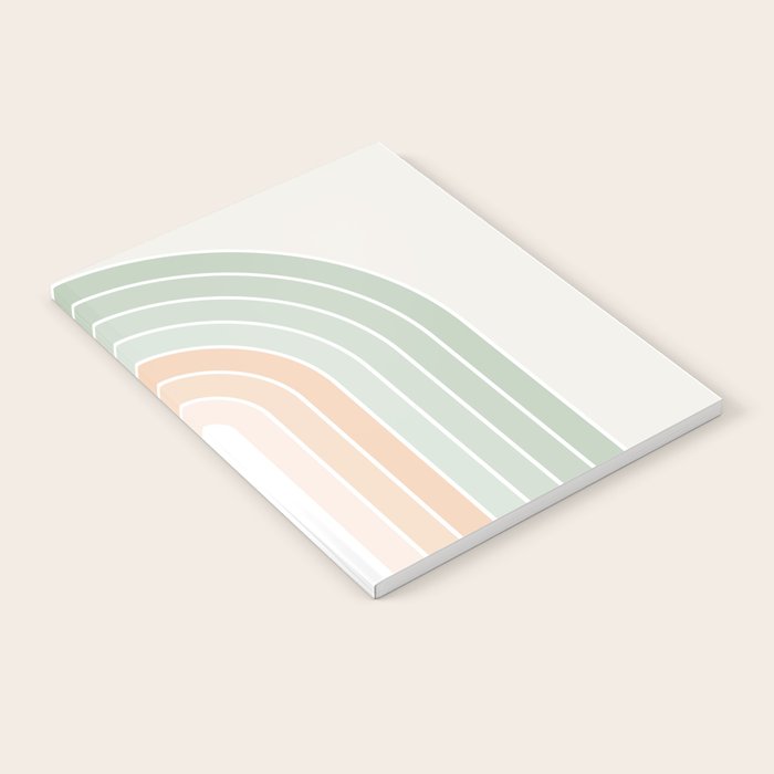 Minimal Abstract Retro Spring Rainbow - Pastel sage green and Peach fuzz Notebook Gallery Image 2