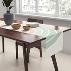 Minimal Abstract Retro Spring Rainbow - Pastel sage green and Peach fuzz Table Runner Gallery Image 2