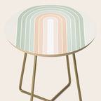 Minimal Abstract Retro Spring Rainbow - Pastel sage green and Peach fuzz Side Table Gallery Image 2