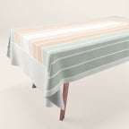 Minimal Abstract Retro Spring Rainbow - Pastel sage green and Peach fuzz Tablecloth Gallery Image 1