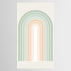 Minimal Abstract Retro Spring Rainbow - Pastel sage green and Peach fuzz Tablecloth Gallery Image 2