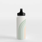 Minimal Abstract Retro Spring Rainbow - Pastel sage green and Peach fuzz Water Bottle Gallery Image 3
