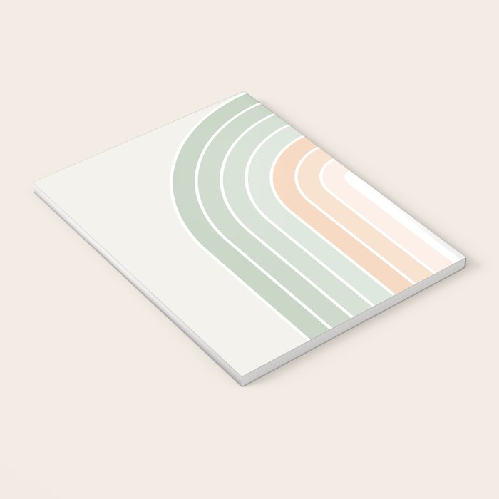 Minimal Abstract Retro Spring Rainbow - Pastel sage green and Peach fuzz Notebook Gallery Image 3