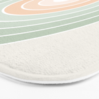 Minimal Abstract Retro Spring Rainbow - Pastel sage green and Peach fuzz Bath Mat Gallery Image 3