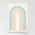 Minimal Abstract Retro Spring Rainbow - Pastel sage green and Peach fuzz Stationery Card Gallery Image 2