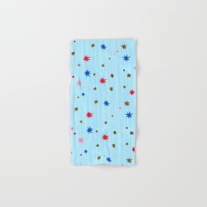 Celestial Star Twinkle in Sky Blue Watercolor Bath Towel Gallery Image 1