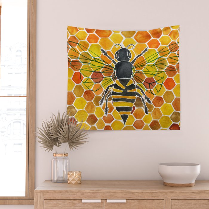 Bee & Honeycomb Wall Tapestry Gallery Image 2