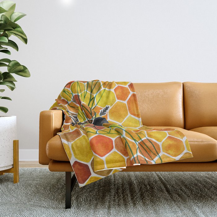 Bee & Honeycomb Throw Blanket Gallery Image 1