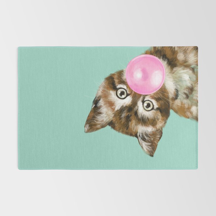 Bubble Gum Baby Cat in Green Rug Gallery Image 2