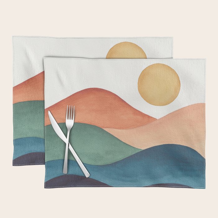Colorful Abstract Mountains Placemat Gallery Image 1