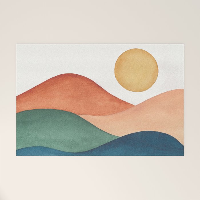 Colorful Abstract Mountains Welcome Mat Gallery Image 1