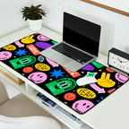 Retro cartoon sticker label pattern Desk Mat Gallery Image 2