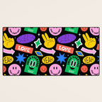Retro cartoon sticker label pattern Desk Mat Gallery Image 3