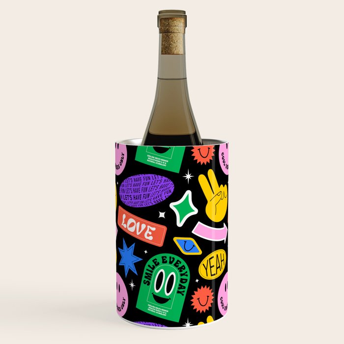 Retro cartoon sticker label pattern Wine Chiller Gallery Image 3