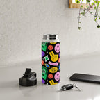Retro cartoon sticker label pattern Water Bottle Gallery Image 4