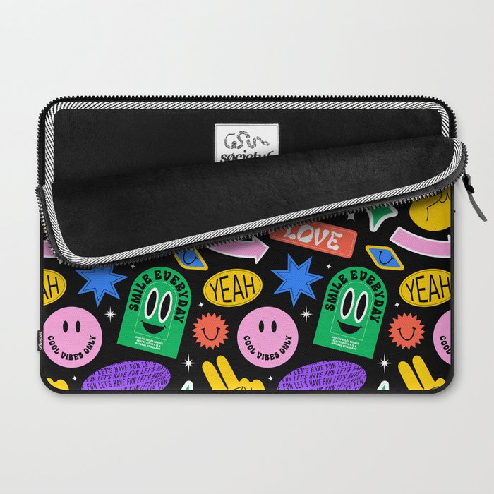 Retro cartoon sticker label pattern Laptop Sleeve Gallery Image 2