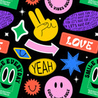 Retro cartoon sticker label pattern Coffee Mug Gallery Image 2