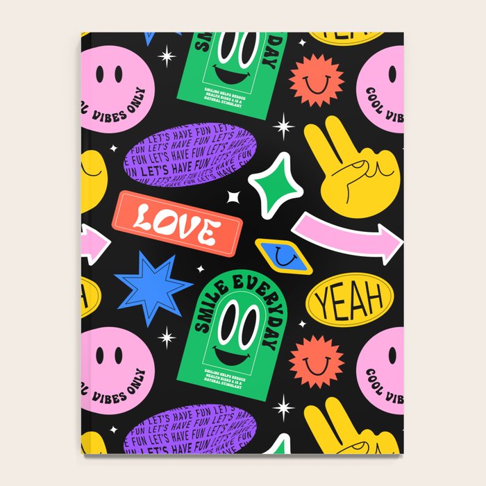 Retro cartoon sticker label pattern Notebook Gallery Image 4