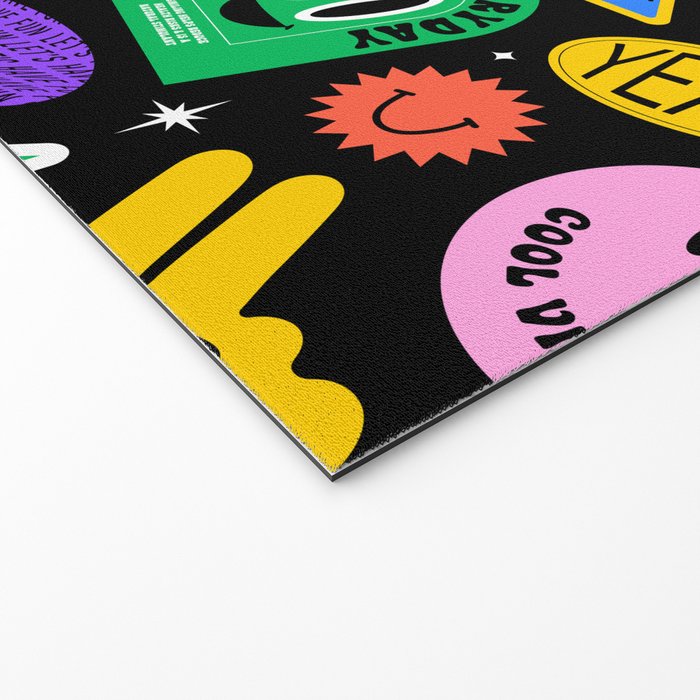 Retro cartoon sticker label pattern Welcome Mat Gallery Image 2