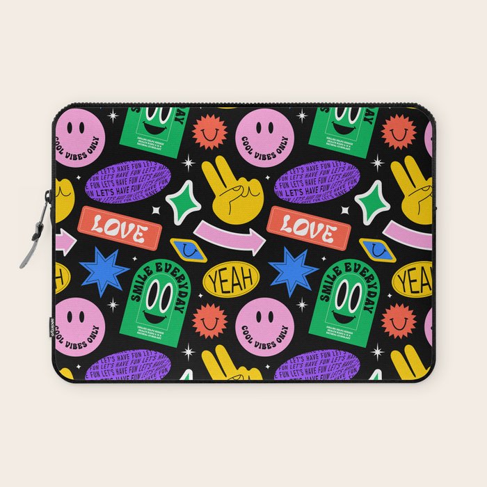 Retro cartoon sticker label pattern Laptop Sleeve Gallery Image 1