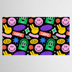 Retro cartoon sticker label pattern Tablecloth Gallery Image 2
