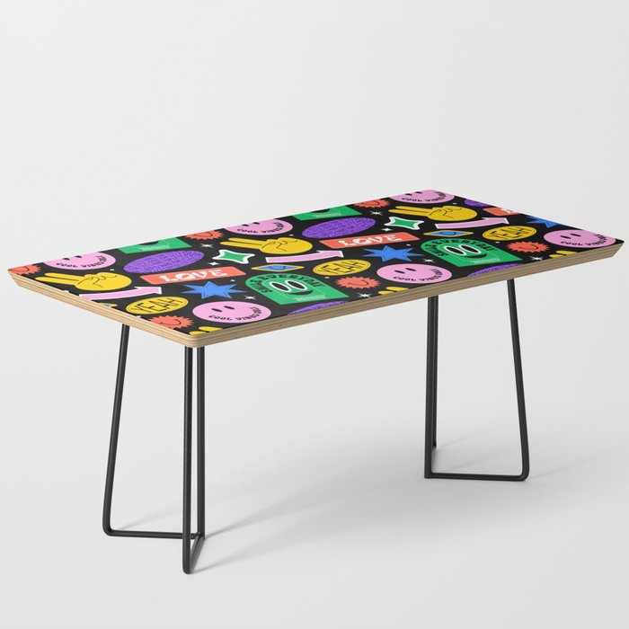 Retro cartoon sticker label pattern Coffee Table Gallery Image 1