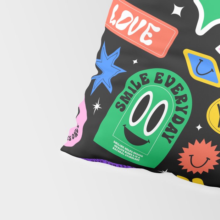 Retro cartoon sticker label pattern Pillow Sham Gallery Image 4