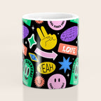 Retro cartoon sticker label pattern Coffee Mug Gallery Image 4