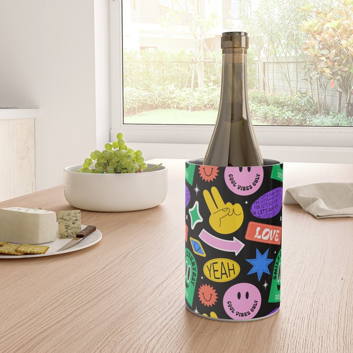 Retro cartoon sticker label pattern Wine Chiller Gallery Image 4