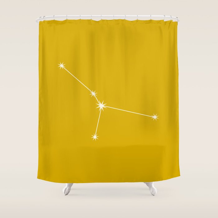 Cancer Zodiac Star Constellation Line Art Golden Yellow Shower Curtain Gallery Image 1
