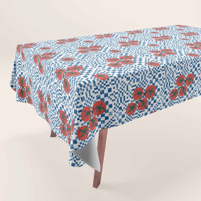 Tomatoes Checkered Grid Tablecloth Gallery Image 1