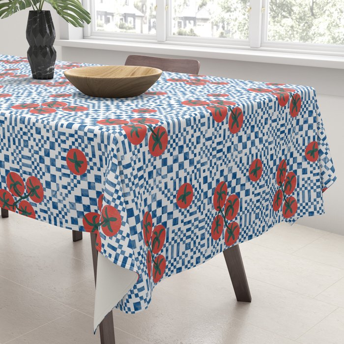 Tomatoes Checkered Grid Tablecloth Gallery Image 3