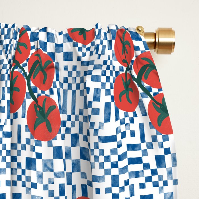Tomatoes Checkered Grid Window Curtain Gallery Image 2