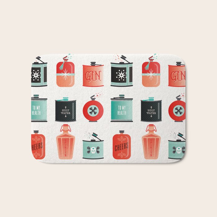 Flask Collection - Red & Turquoise Palette Bath Mat Gallery Image 1
