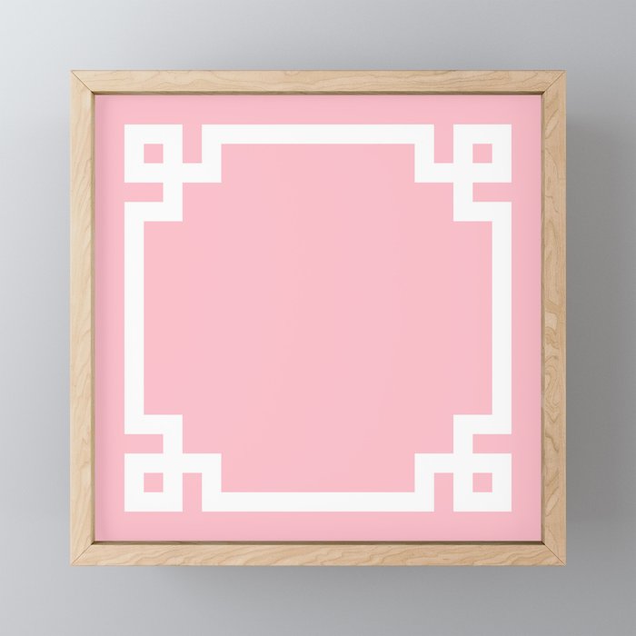 Pink and White Greek Key Border Mini Art Print Gallery Image 1