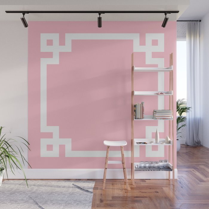 Pink and White Greek Key Border Wall Mural Gallery Image 1