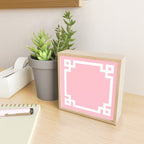 Pink and White Greek Key Border Mini Art Print Gallery Image 2