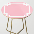 Pink and White Greek Key Border Side Table Gallery Image 2