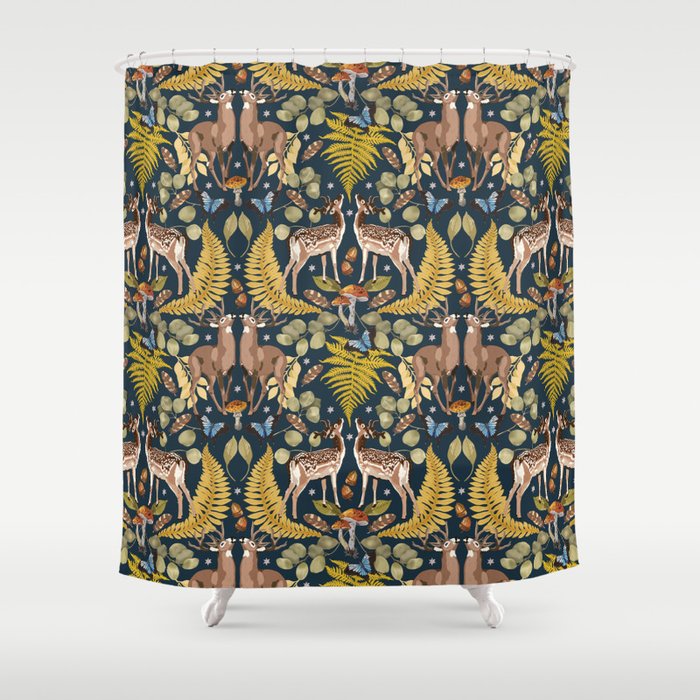 Deer Reflection at Night A Shower Curtain Gallery Image 1