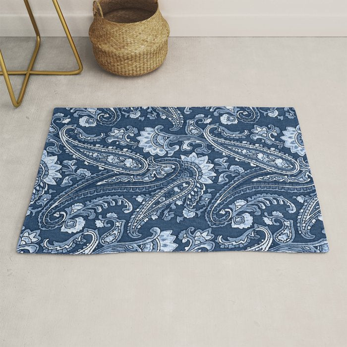 Blue indigo paisley Rug Gallery Image 1